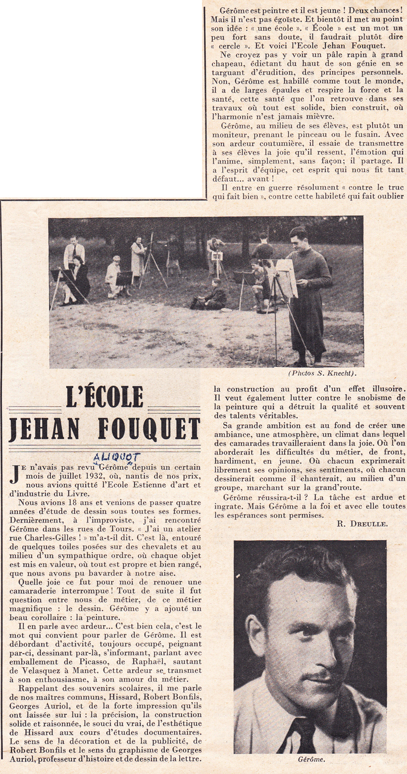 1941 - création de l'école Jehan Fouquet à Tours - La Dépêche de Tours article de R. Dreulle