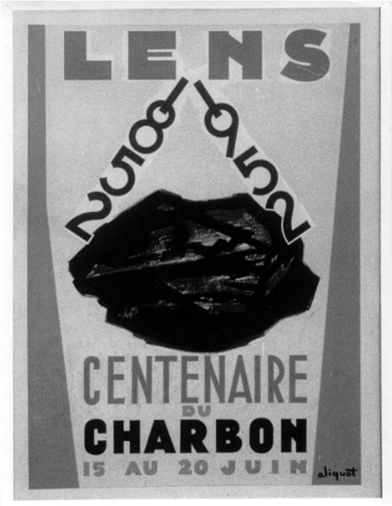 Centenaire du Charbon - Affiche couleur (photo en noir et blanc - 1952