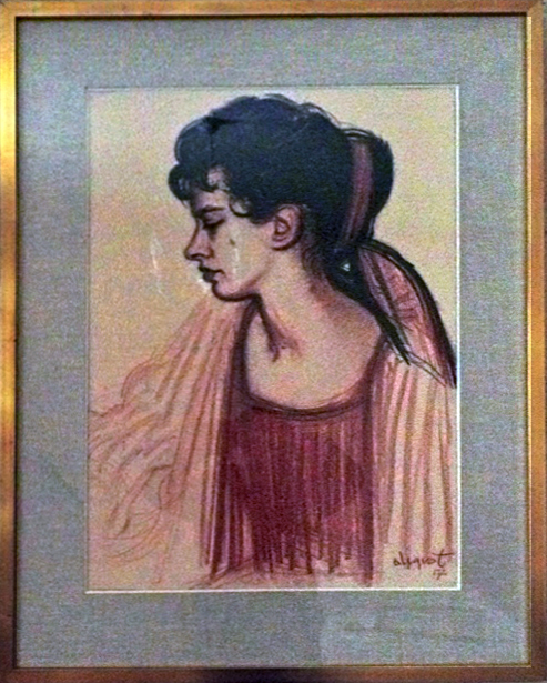 Portrait de Mme Paulette La Fay - dessin - 1957