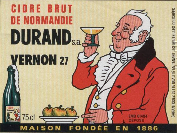 Étiquette des bouteilles de cidre Durand