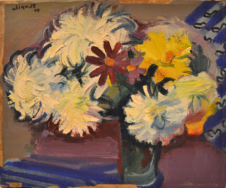 Bouquet de fleurs blanches et jaunes - 1949