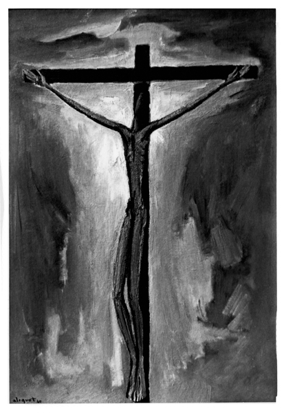 Christ en croix - 1960 - Huile - reproduction photo argentique