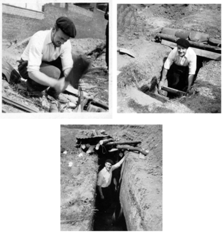 Roger Aliquot construisant l'abri-tranchée