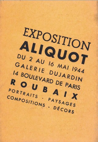Invitation-catalogue de l'exposition à la Galerie Dujardin du 2 au 16 mai 1944 - couverture