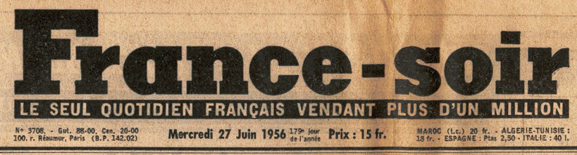 France Soir du 27 juin 1956