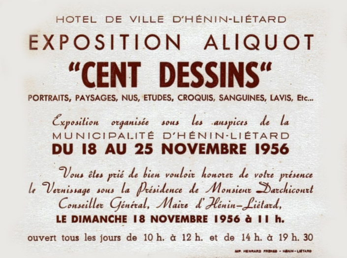 Carton d'invitation de l'exposition Cent dessins