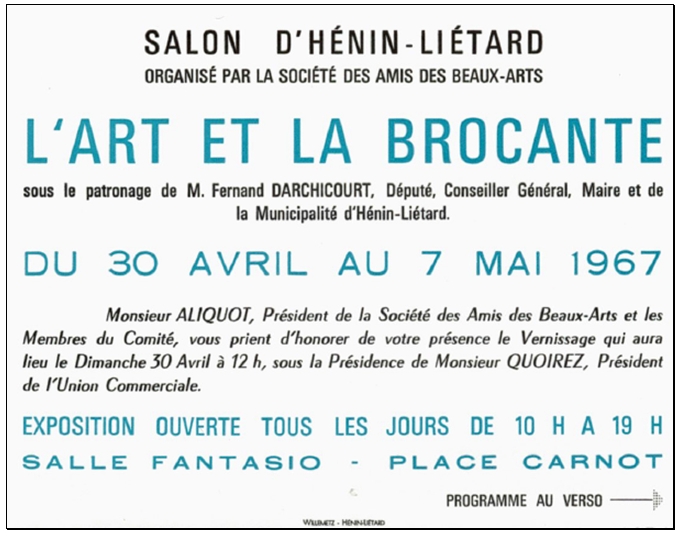 invitation au Salon de l'Art et la Brocante - 1967