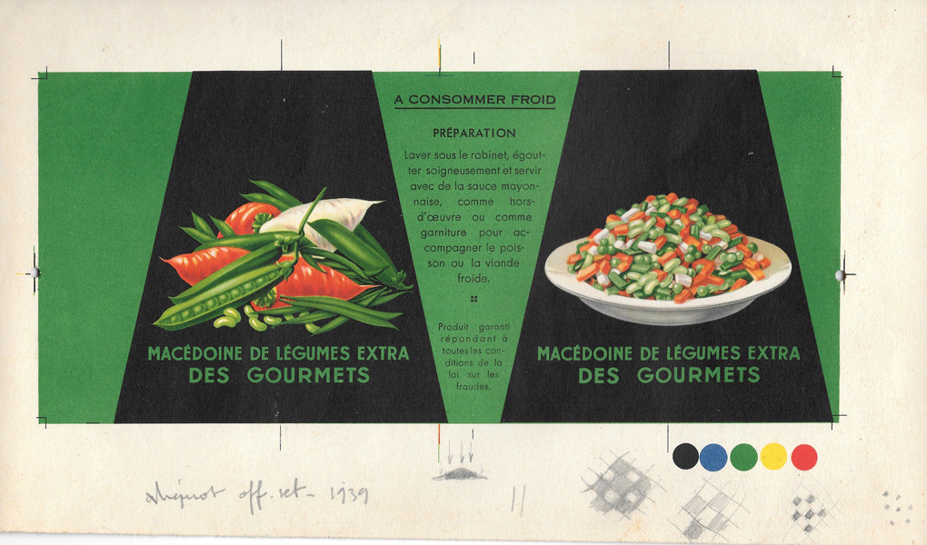 1939 - Offset publicité pour Gourmet de la macédoine de légumes